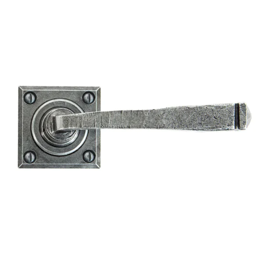 Blacksmith Pewter Patina Avon Lever Door Handle on Rose Set - Sprung