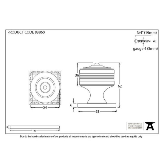 Tewkesbury Square Knob Set - Antique Brass Finish