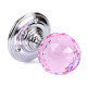 Facetted Pink Glass Ball Door Knobs on Polished Chrome Roses