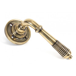 Reeded Lever on Rose Set - Aged Brass