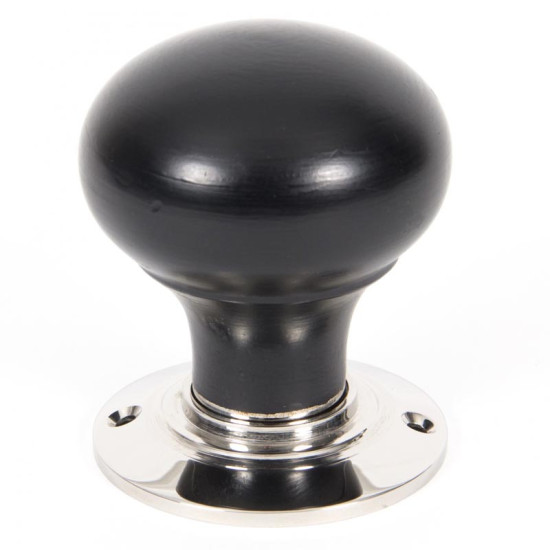 Ebony Knob Set with Nickel Roses