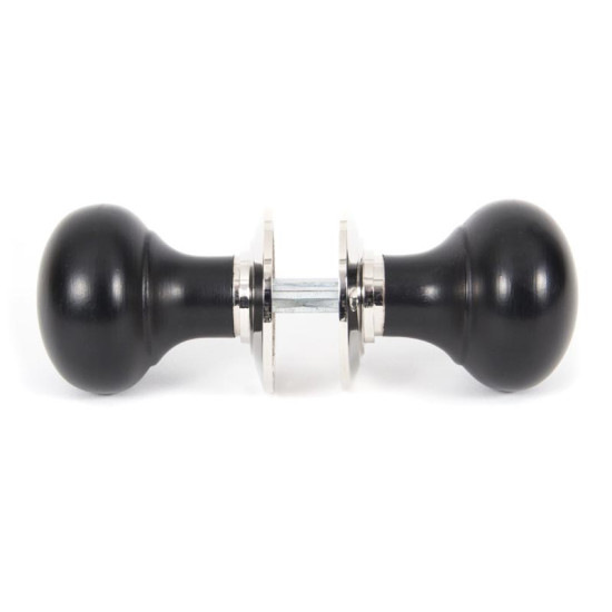 Ebony Knob Set with Nickel Roses