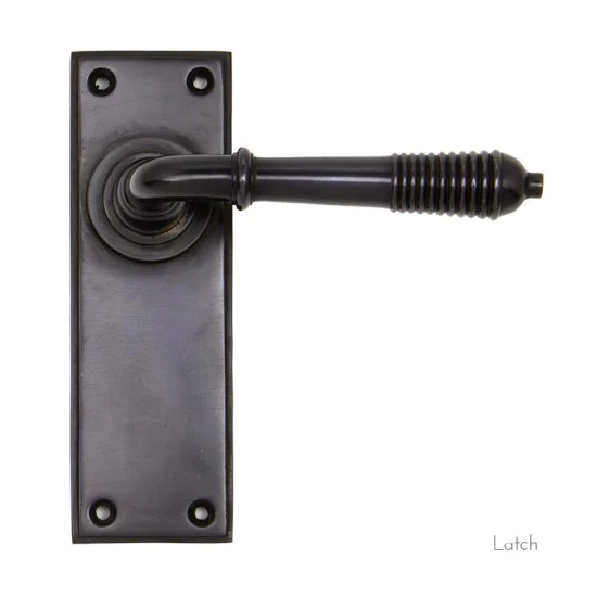 Reeded Lever Door Handle - Aged Bronze