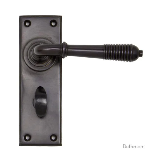 Reeded Lever Door Handle - Aged Bronze