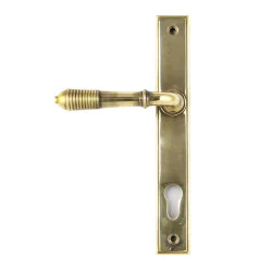Reeded Slimline Sprung Lever Espagnolette - Aged Brass