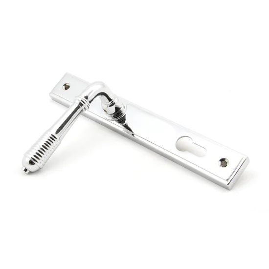 Reeded Slimline Sprung Lever Espagnolette - Polished Chrome