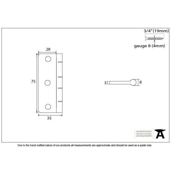 Aged Brass Dummy Butt Hinge