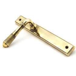 Reeded Slimline Sprung Lever Latch Set - Aged Brass
