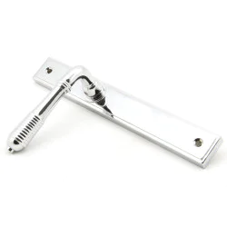 Reeded Slimline Sprung Lever Latch Set - Polished Chrome