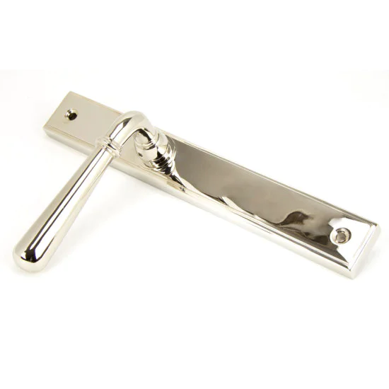 Newbury Slimline Sprung Lever Latch Set - Polished Nickel