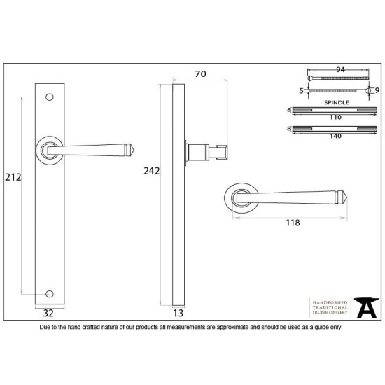 Blacksmith External Beeswax Avon Slimline Sprung Lever Latch Set