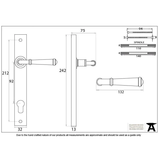 Blacksmith External Beeswax Slimline Regency Sprung Lever Door Handle