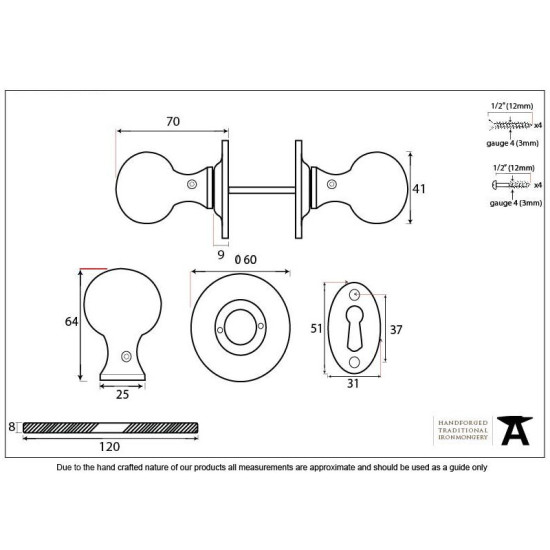 Blacksmith External Beeswax Round Knob Set