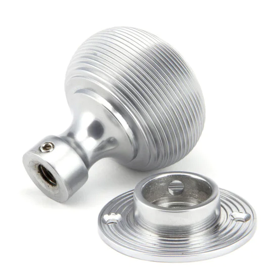 Satin Chrome Beehive Door Knobs