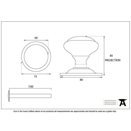Centre Door Knob - Polished Chrome Finish