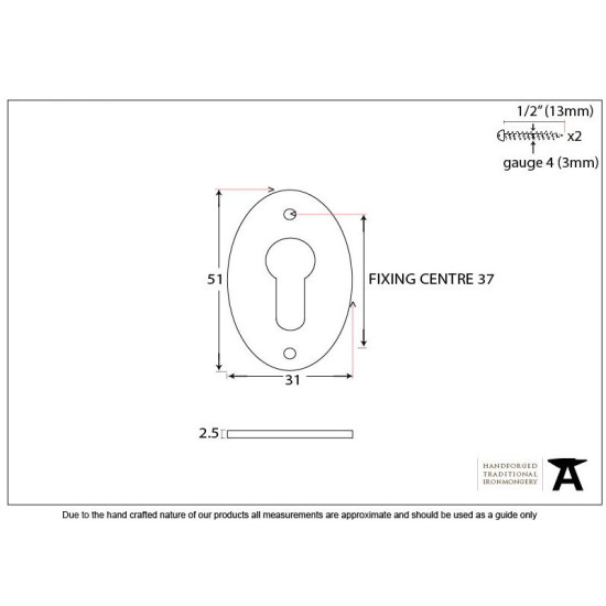 Satin Chrome Oval Euro Escutcheon