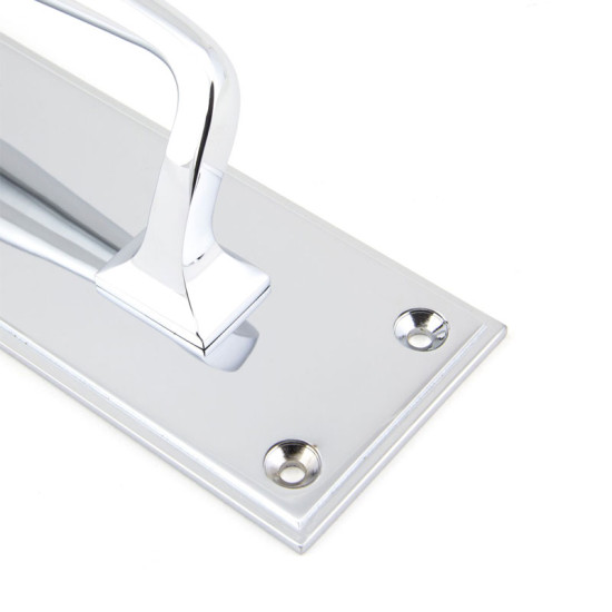 Period Art Deco Pull Handle on Backplate - Polished Chrome