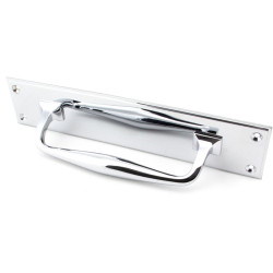 Period Art Deco Pull Handle on Backplate - Polished Chrome