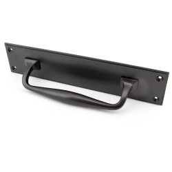 Period Art Deco Pull Handle on Backplate - Aged Bronze
