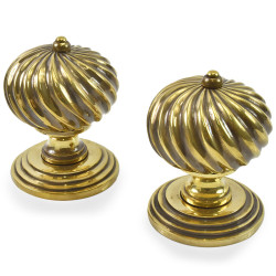 Aged Brass Spiral Door Knobs