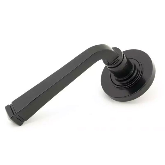 Traditional Blacksmith Avon Lever Door Handle on Round Rose Set - Sprung
