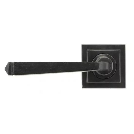 Blacksmith External Beeswax Avon Lever Door Handle on Square Rose Set - Unsprung