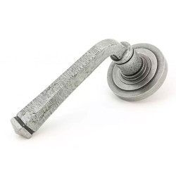 Blacksmith Pewter Patina Avon Lever Door Handle on Art Deco Rose Set - Sprung