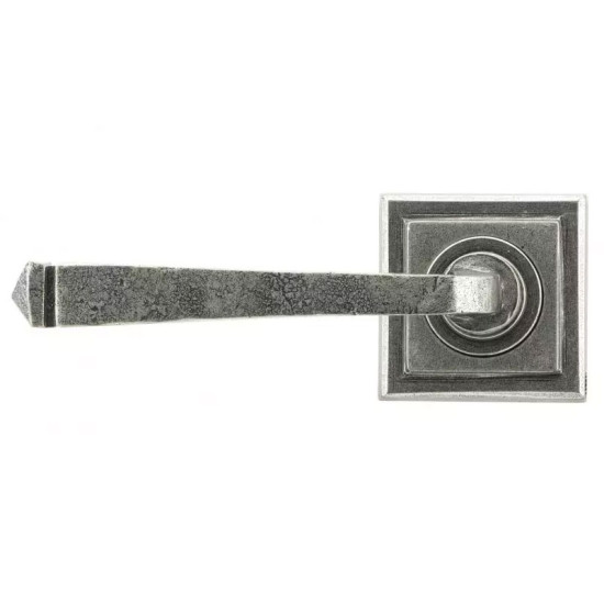 Blacksmith Pewter Patina Avon Lever Door Handle on Square Rose Set - Sprung
