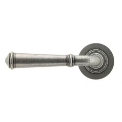 Blacksmith Pewter Patina Regency Lever Door Handle on Round Rose Set - Sprung