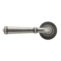 Blacksmith Pewter Patina Regency Lever Door Handle on Beehive Rose Set - Sprung
