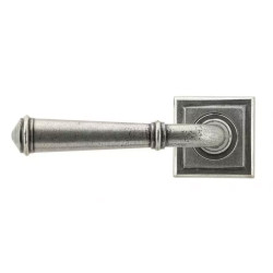 Blacksmith Pewter Patina Regency Lever Door Handle on Square Rose Set - Sprung