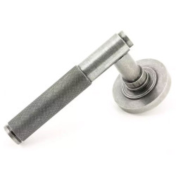 Blacksmith Pewter Patina Brompton Lever Door Handle on Round Rose Set - Sprung