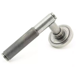 Blacksmith Pewter Patina Brompton Lever Door Handle on Art Deco Rose Set - Sprung