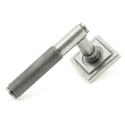 Blacksmith Pewter Patina Brompton Lever Door Handle on Square Rose Set - Sprung