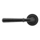 Traditional Blacksmith Hammered Newbury Lever Door Handle on Art Deco Rose Set - Sprung