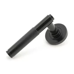 Traditional Blacksmith Brompton Lever Door Handle on Round Rose Set - Sprung