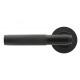 Matt Black Brompton Lever Door Handle on Beehive Rose Set - Sprung