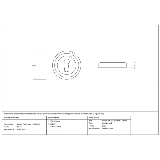 Traditional Blacksmith Art Deco Round Escutcheon