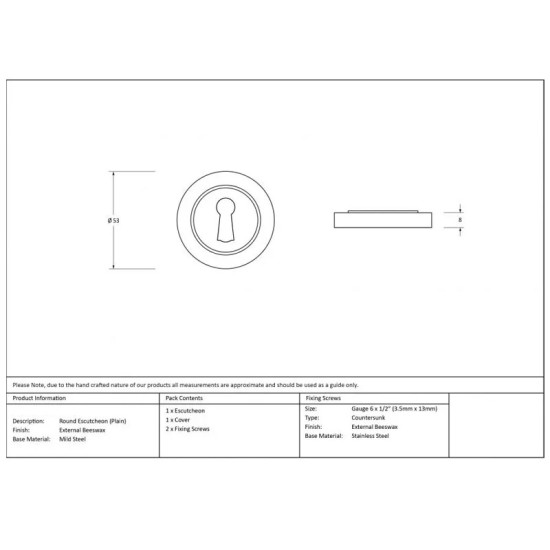 Blacksmith External Beeswax Round Escutcheon