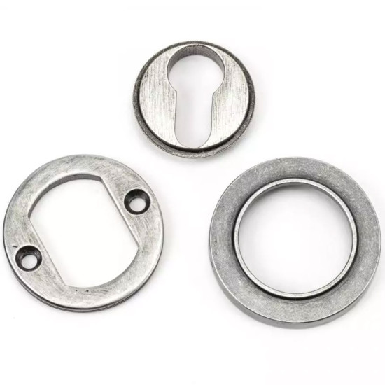 Blacksmith Pewter Patina Round Euro Escutcheon