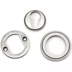 Blacksmith Pewter Patina Art Deco Round Euro Escutcheon