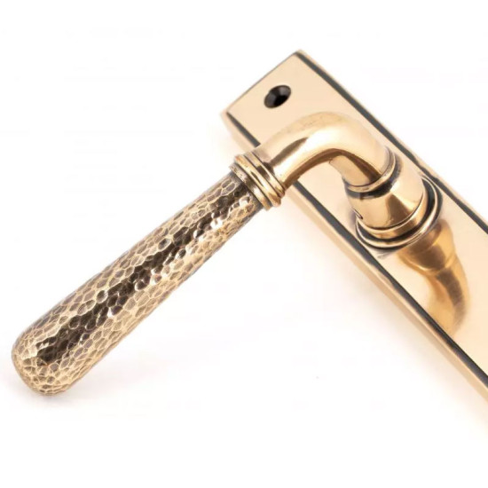 Hammered Newbury Slimline Sprung Lever Espagnolette - Polished Bronze