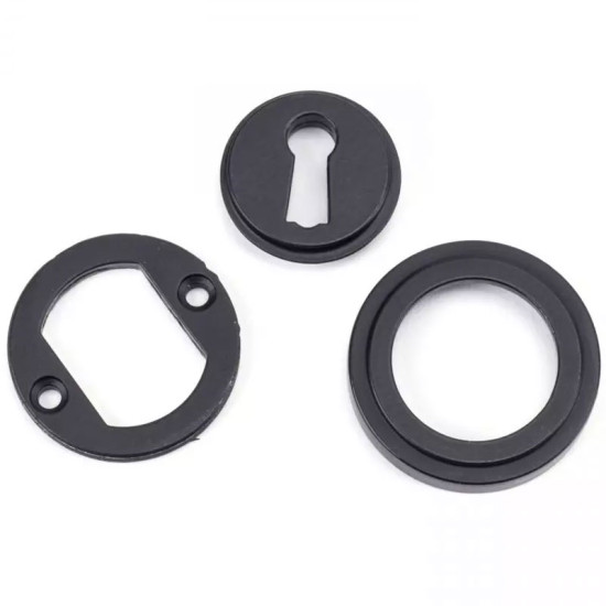 Matt Black Art Deco Round Escutcheon