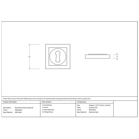 Matt Black Square Escutcheon
