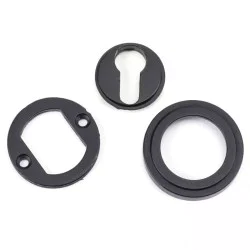 Matt Black Art Deco Round Euro Escutcheon
