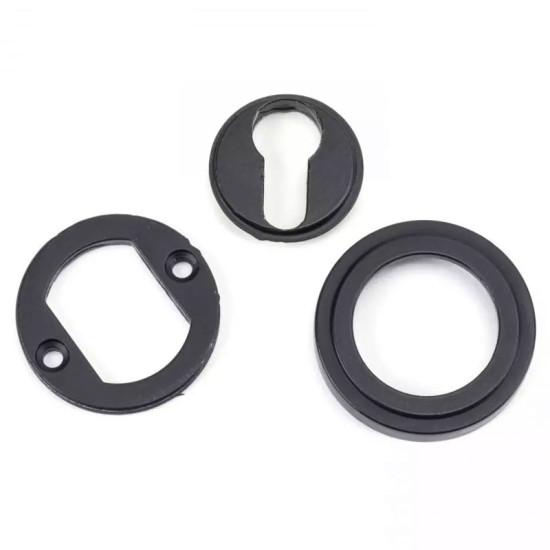 Matt Black Art Deco Round Euro Escutcheon