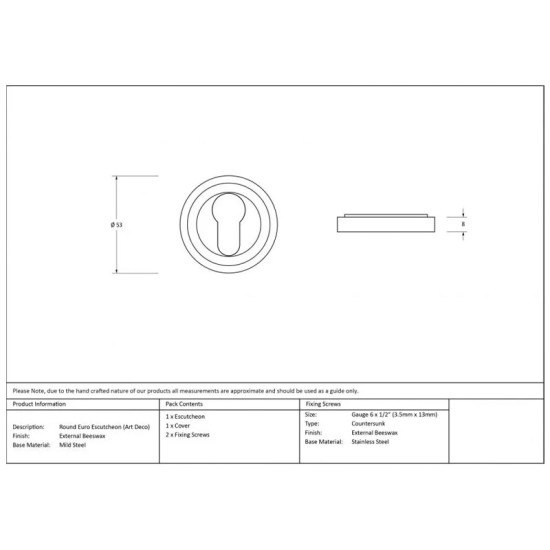 Matt Black Art Deco Round Euro Escutcheon
