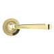 Avon Sprung Lever Door Handle on Round Rose Set - Aged Brass