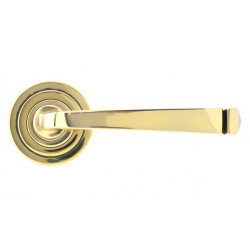 Avon Sprung Lever Door Handle on Art Deco Rose Set - Aged Brass