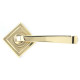 Avon Sprung Lever Door Handle on Square Rose Set - Aged Brass